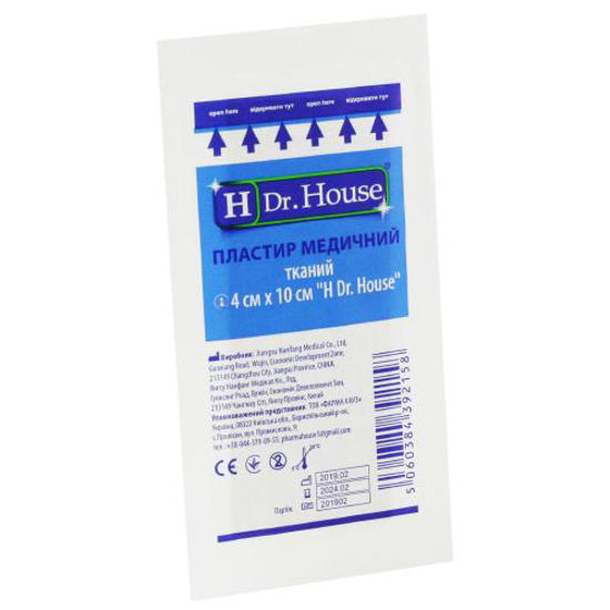 Пластир медичний бактерицидний H Dr. House 4 см х 10 см на тканій основі (бавовна)